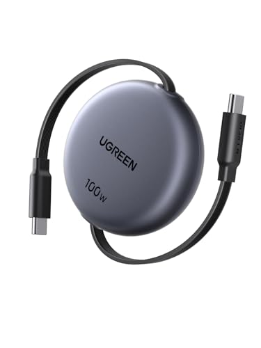 UGREEN 100W Cavo USB C Retrattile PD 3.0, Cable Type C Avvolgibile Ricarica Rapida, Compatibile con MacBook, iPad Air, iPhone 17 Pro Max Air/16/15 Plus Pro Max, Galaxy S26 S25, Pixel 10/9.Grigio