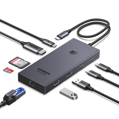 UGREEN Revodok Pro 1091 10Gbps Hub USB C HDMI 4K 60Hz Ethernet Gigabit PD 100W Lettore Schede SD TF Porte Dati 2A2C Docking Station Compatibile con MacBook Neo iPad Air Pro iPhone 17 Galaxy S26 Ultra