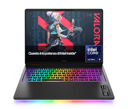 HP OMEN MAX 16-ah0001sl, Notebook, Intel Core Ultra 9 Processor, 32GB RAM, 1TB SSD, Display 16′ 2K 240Hz, NVIDIA RTX 5080 16GB, TNR Privacy Cam, 3 Mesi di PC Game Pass Inclusi, Windows 11, Nero