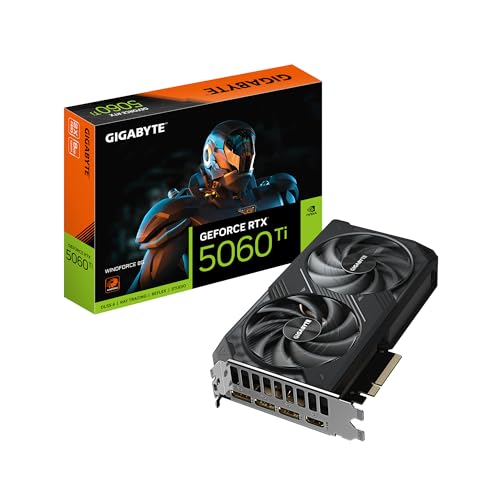 Gigabyte GeForce RTX 5060 Ti WINDFORCE 8G Scheda Grafica – 8 GB GDDR7, 128 bit, PCI-E 5.0, 2572 MHz Frequenza del core, 3 x DisplayPort, 1 x HDMI, GV-N506TWF2-8GD