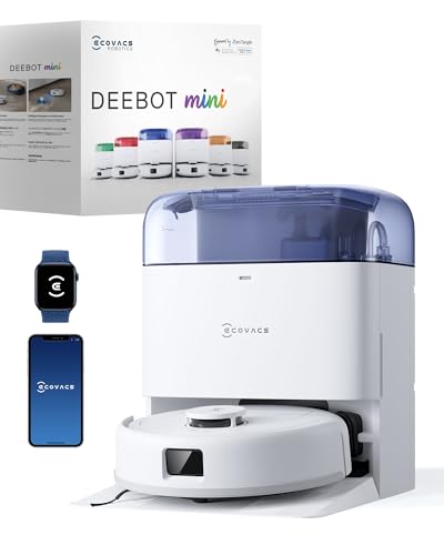 ECOVACS DEEBOT MINI Robot Aspirapolvere Lavapavimenti, 9000Pa, ZeroTangle 2.0, TrueMapping 2.0, Asciugatura ad Aria Calda 45°C, Svuotamento Automatico, Lavaggio Profondo Intelligente, Blu