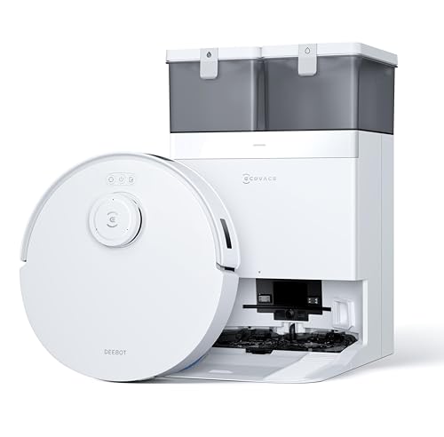 ECOVACS DEEBOT T30C Pro Omni GEN 2 Robot aspirapolvere con funzione di pulizia, aspirazione 18000Pa, svuotamento automatico, asciugatura ad aria calda, durata 200 minuti, ideale per peli di