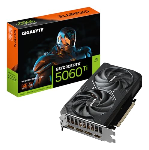 Gigabyte GeForce RTX 5060 Ti WINDFORCE MAX OC 8G Scheda Grafica – 8 GB GDDR7, 128 bit, PCI-E 5.0, 2587 MHz Frequenza del core, 3 x DisplayPort, 1 x HDMI, NVIDIA DLSS 4, GV-N506TWF2MAX OC-8GD