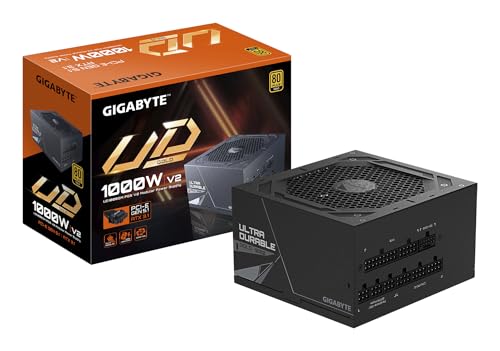 GIGABYTE UD1000GM PG5 V2 Alimentatore – PCIe Gen 5.1, 80 PLUS Gold, Design completamente modulare, Ventola da 120 mm, Compatibile con ATX 3.1, Spina EU
