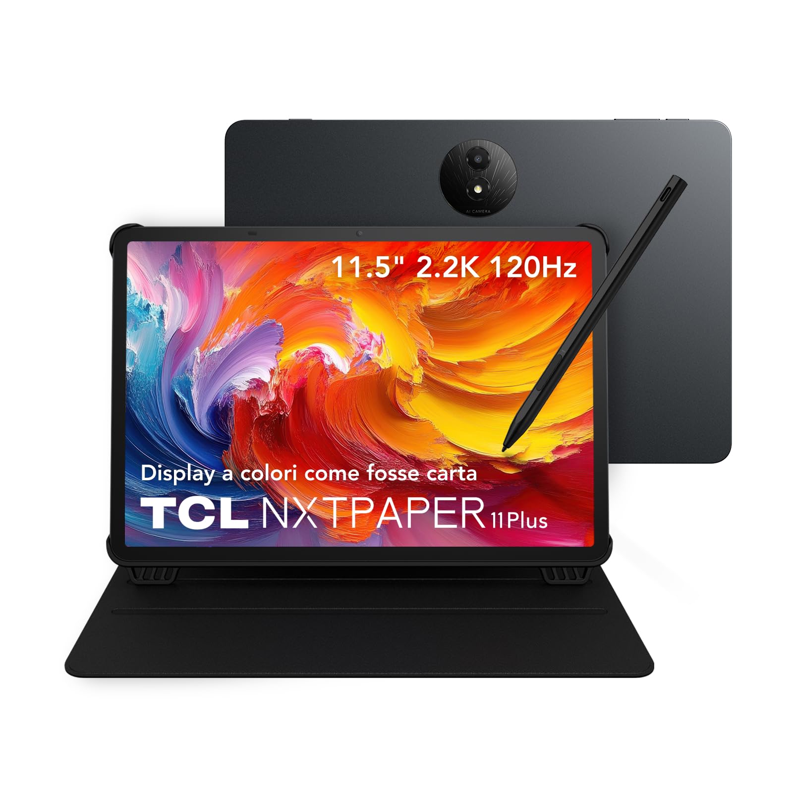 TCL Tablet NXTPAPER 11 Plus con Flipcase e T-Pen, Display NXTPAPER 4.0 da 11,5″ 2.2K, AI Integrata, 256GB, Espansione RAM 8GB + 8GB, Batteria da 8000mAh, Android 15