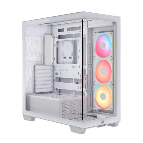 CORSAIR 3500X LX-R RGB iCUE LINK Case PC Mid-Tower Panoramico – 3 Ventole LX120-R RGB Preinstallate, Include Hub di Sistema iCUE LINK, Fino a 10 Ventole da 120mm – Bianco