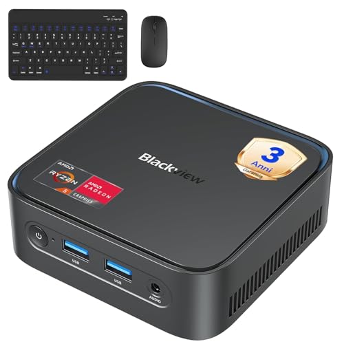 Blackview 【Set Completo】 MP50 Mini PC AMD Ryzen 5 (16GB RAM 512GB SSD) con Tastiera e Mouse Inclusi, Grafica Vega 8 Desktop PC, Win 11 Pro, HDMI/DP 4K@60Hz, WiFi 5/BT 4.2, Computer per Ufficio e Casa