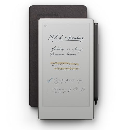 reMarkable Pacchetto Avanzato Paper Pro Move | Tablet a Inchiostro Elettronico – Display a Colori 7,3″ + Pennino Marker Plus con Gomma Integrata + Custodia Book Folio Polimero Basalto