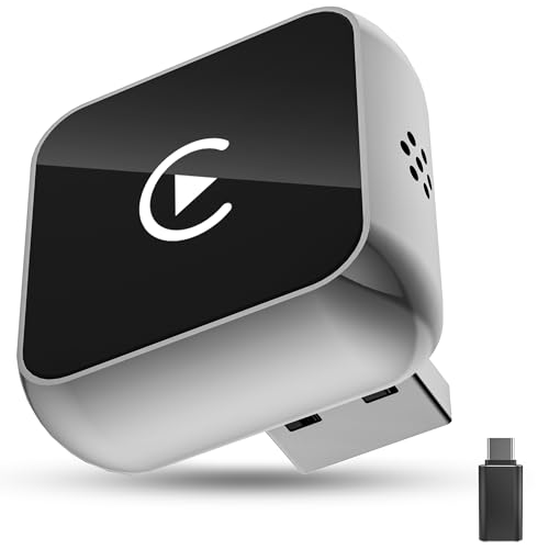 Adattatore Wireless Android Auto CarPlay 2-in-1 USB Type-C per Apple, Chiavetta Dongle Compatibile con IPhone IOS 10+ e Android 11+, Plug & Play per Auto，argento