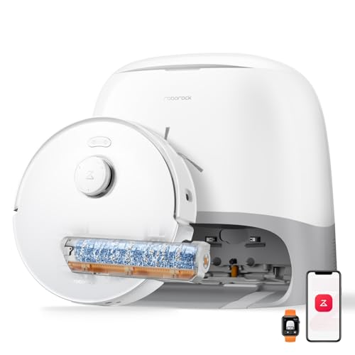 roborock Qrevo Curv 2 Flow Robot Aspirapolvere Lavapavimenti, 270mm Autopulizia Rullo, 20.000Pa, Protezione Rullo per Tappeti Asciutti, Stazione Multifunzionale, Videochiamata, Hello Rocky