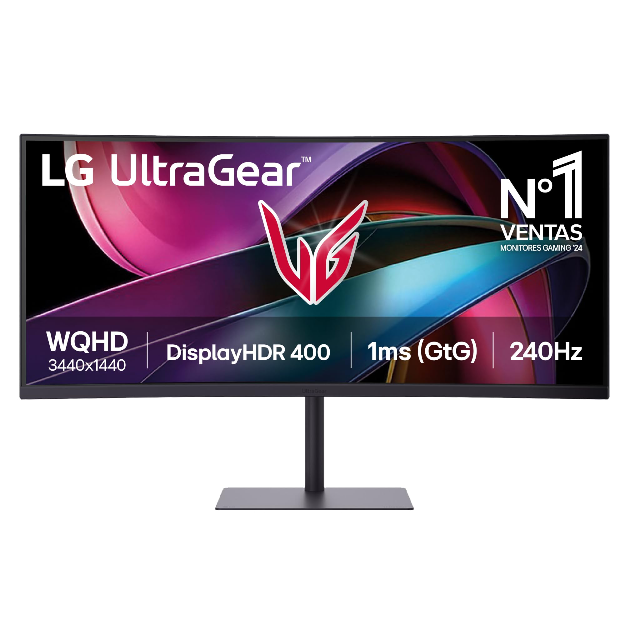 LG UltraGear 34G630A Monitor Gaming 34″ 21:9 Curvo WQHD (3440×1440), 240Hz, 1ms (GtG), AMD FreeSync Premium, VRR, HDR 400, Speaker Stereo 10W, USB-C (15W), HDMI, DP, Hub USB, AUX, 2PBP, PIP, Nero
