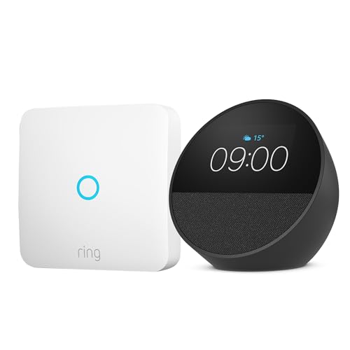 Amazon Echo Spot (Ultimo modello) | Nero + Ring Intercom Audio | Rendi il tuo citofono più intelligente
