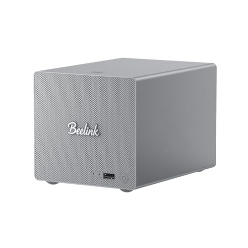 Beelink Mini PC, NAS ibrido a 2 alloggiamenti ME Pro, Intel N95 12G LPDDR5 RAM 128G SSD, fino a 72 TB di storage (2xSATA+3xM.2), doppia porta LAN 2,5GbE+5GbE, WiFi 6/BT5.4/router software/data center