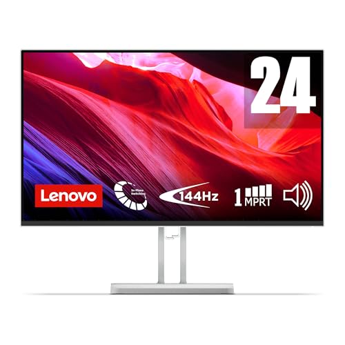 Lenovo L24-45 Monitor IPS 24″ Full HD, 144Hz, 1ms, HDMI e VGA, Altoparlanti integrati, Ideale per Gaming, Studio e Home Office, VESA 100x100mm, AMD FreeSync, Inclinazione Regolabile