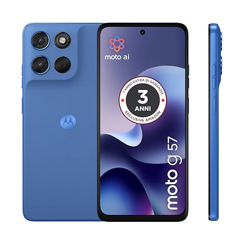 Motorola moto g57 con 3 anni di garanzia (8/256GB, Fotocamera 50+8MP+flicker sensor, Display 6.72″ 120Hz, 5100mAh, Snapdragon 6s Gen 4, Android 16), PANTONE Regatta
