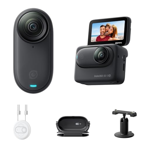 Insta360 GO 3S Nero Notte 128GB – Cam 4K per vlogging, POV a mani libere, montaggio magnetico, stabilizzazione, 140 minuti di autonomia, impermeabilità fino a 10 m, editing IA