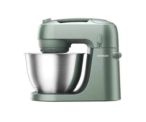 Kenwood Go – Impastatrice Planetaria Compatta 4L, in dotazione 3 Fruste in Metallo, Paraspruzzi girevole, 6 Velocità, 800W, Verde (KZM35.000GR)