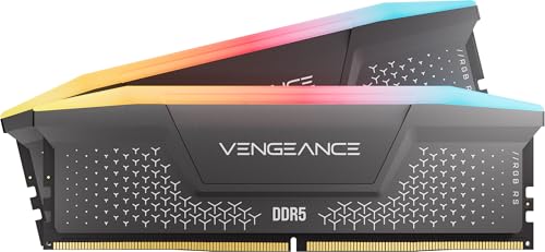 CORSAIR VENGEANCE RGB RS DDR5 RAM 16GB (2 x 8GB) Fino a 6000MHz CL36 AMD EXPO Intel XMP Memoria per Computer Desktop – Grigio (CMG16GX5M2E6000Z36)