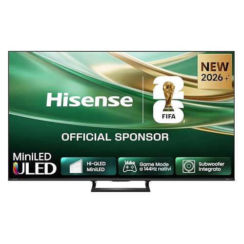 Hisense Smart TV MiniLED 144Hz 55″ 4K 55E8S, Dolby Atmos 2.1 By Devialet, Dolby Vision IQ, HDR10+, Native 144Hz Game Mode, VIDAA OS con 1000+ APP, Alexa built-in, lativù 4K, Wifi, Bluetooth