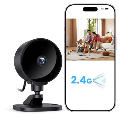 WOLFANG Telecamera WiFi Interno 1080P, Telecamera Sorveglianza Interno con Visione Notturna, Audio Bidirezionale, Compatibile con Alexa & Google Home, Nessun Abbonamento, Solo WiFi 2,4GHz