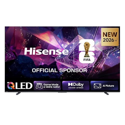 Hisense Smart TV QLED 144Hz 100″ 4K 100E7S PRO, Audio Dolby Atmos, VIDAA OS con 1000+ APP, Dolby Vision IQ, HDR 10+, Native 144Hz Game Mode, AirPlay2, Alexa Built-in, lativù 4K