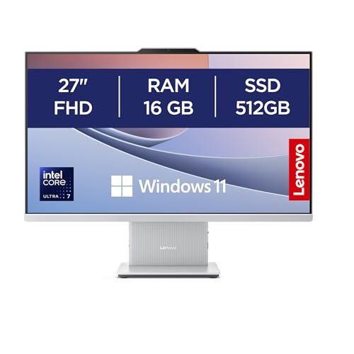 Lenovo IdeaCentre Computer desktop All-In-One, Display 27″ FHD, Intel Core Ultra 7 256V, 512GB SSD, RAM 16GB, Altoparlanti Harman, WiFi 6, Windows 11 H, Tastiera + Mouse Wireless