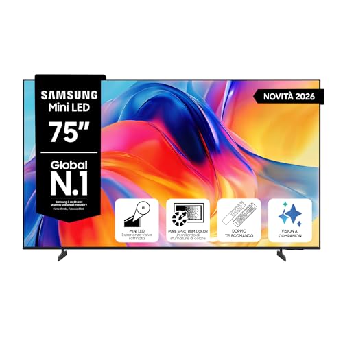 Samsung Smart TV 75″ UE75M72HAUXZT Mini LED 4K, HDR 10+, Motion Xcelerator 144Hz, Dynamic Sound Pack, Gaming Hub, Pure Spectrum Color, Knox Security, Voice Control with AI(VAC), Vision AI, 2026