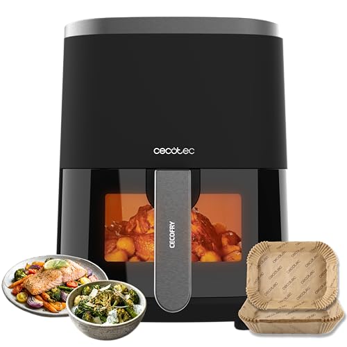 Cecotec Friggitrice ad Aria senza Olio da 4 L con Finestra Cecofry Fantastik Window 4000 Hot. 1400 W, 9 Modalità, Controllo Touch, Tecnologia PerfectCook, 80-200 °C, Tempo Regolabile, Air Fryer