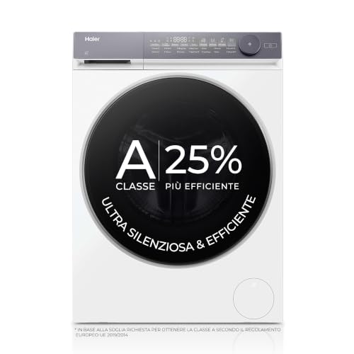 Haier X Serie 7 Lavatrice Slim 8 kg, Libera Installazione, Carica Frontale, Classe A-25%, 1400 Giri, Motore Direct Motion, Wi-Fi, hOn, 60 x 50 x 85 cm, Antracite Starry Silver – HW80-B14367GTUIT