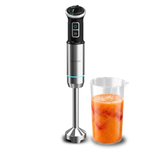 Cecotec Frullatore a Immersione Power Neutron 1100MAX Ultra. 1100W, Lame in Titanio Nero, Piede Extralungo, Campana Antischizzi, Velocita Regolabile, Turbo, Miscelazione Rapida Omogenea