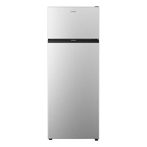 CANDY Frigorifero Doppia Porta a libera installazione, 206 Litri, 39 dB, Inox, Classe E, AxLxP 143×54,5×54,6 cm Compatto, Grigio – CNDQ2S514EX
